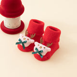 Baby Christmas Socks - Non-Slip Baby Socks - Warm House Socks - First Christmas - Santa Claus - Reindeer - Christmas Tree - Christmas Boots - Winter Booties - Maternity Gift - Christmas Clothes - Cotton Socks - Non-Slip Sole - Christmas Gift - Red Mix - 6 - Front View