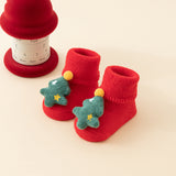 Baby Christmas Socks - Non-Slip Baby Socks - Warm House Socks - First Christmas - Santa Claus - Reindeer - Christmas Tree - Christmas Boots - Winter Booties - Maternity Gift - Christmas Clothes - Cotton Socks - Non-Slip Sole - Christmas Gift - Red Mix - 6 - Side View