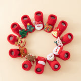 Baby Christmas Socks - Non-Slip Baby Socks - First Christmas - Warm House Socks - Snowman - Reindeer - Christmas Tree - Santa Hat - Christmas Gift - Booties - Winter Clothes - Maternity Gift - 3D Figures - Christmas Outfit - Red Mix - 6 Pairs - Low Angle