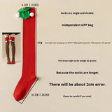 Christmas Socks Women - Overknee Socks - Christmas Knee Socks - Striped Socks - Elf Costume - Santa Claus - Stockings with Bow - Thigh High Stockings - Fancy Dress - Christmas Outfit - Holidays - Long Socks - Christmas Accessories - Multicolor - 5 Pairs - Front View