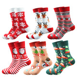 Christmas Socks - Ugly Christmas Socks - Funny Socks - Santa Claus - Reindeer - Snowman - Snowflake - Printed Socks - Christmas Gift - Women's Socks - Men's Socks - Cotton - Winter Socks - Christmas Clothing - Multicolor - 6 Pairs