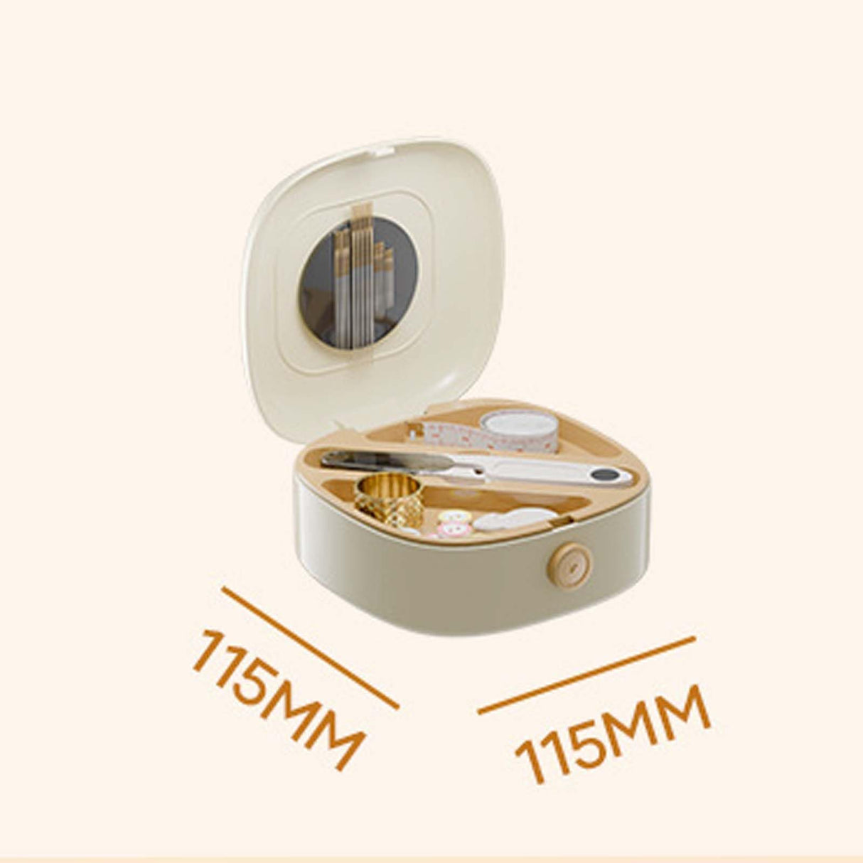 Sewing Kit - Sewing Box - Sewing Thread - Sewing Supplies - Haberdashery - Travel Sewing Kit - Sewing Kit - Sewing Accessories - Clothing Repair Kit - Needles and Thread - Needle and Thread - Measuring Tape - Crafts - Sewing Case - Starter Kit - Beige - 1