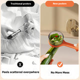 Vegetable Peeler with Collecting Tray, Stainless Steel Fruit and Potato Peeler for Cucumbers, Apples and Carrots, Orange