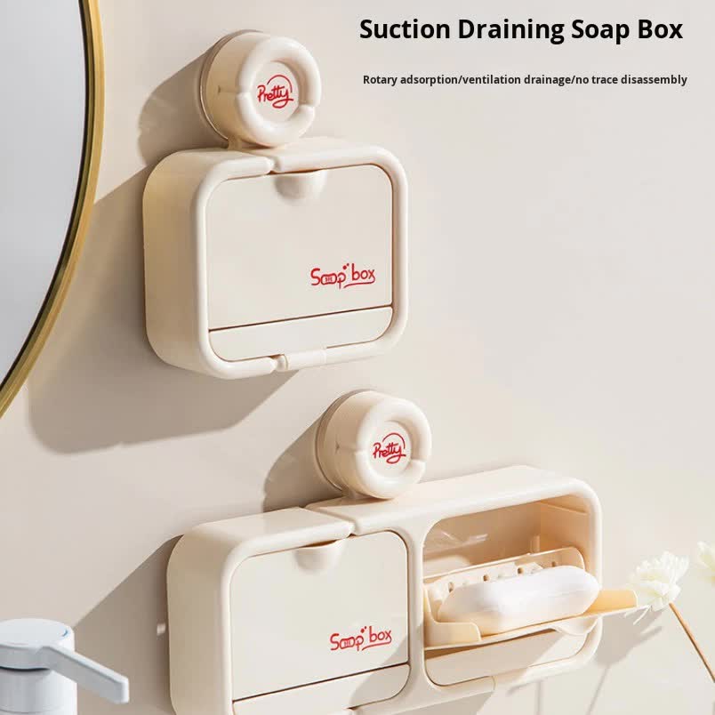 Soap Dish - Soap Holder - Soap Box with Lid - Shower Organizer - Bathroom Accessories - Soap Rack - Shower Tray - Soap Bowl - No Drilling - Self-Adhesive - Bathroom Rack - Sponge Holder - Soap Bowl Shower - Double - Wall Mount - Gray - 1 Piece