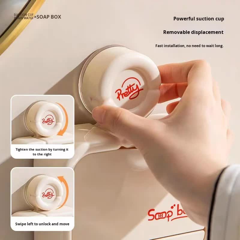 Soap Dish - Soap Holder - Soap Box with Lid - Shower Organizer - Bathroom Accessories - Soap Rack - Shower Tray - Soap Bowl - No Drilling - Self-Adhesive - Bathroom Rack - Sponge Holder - Soap Bowl Shower - Double - Wall Mount - Gray - 1 Piece
