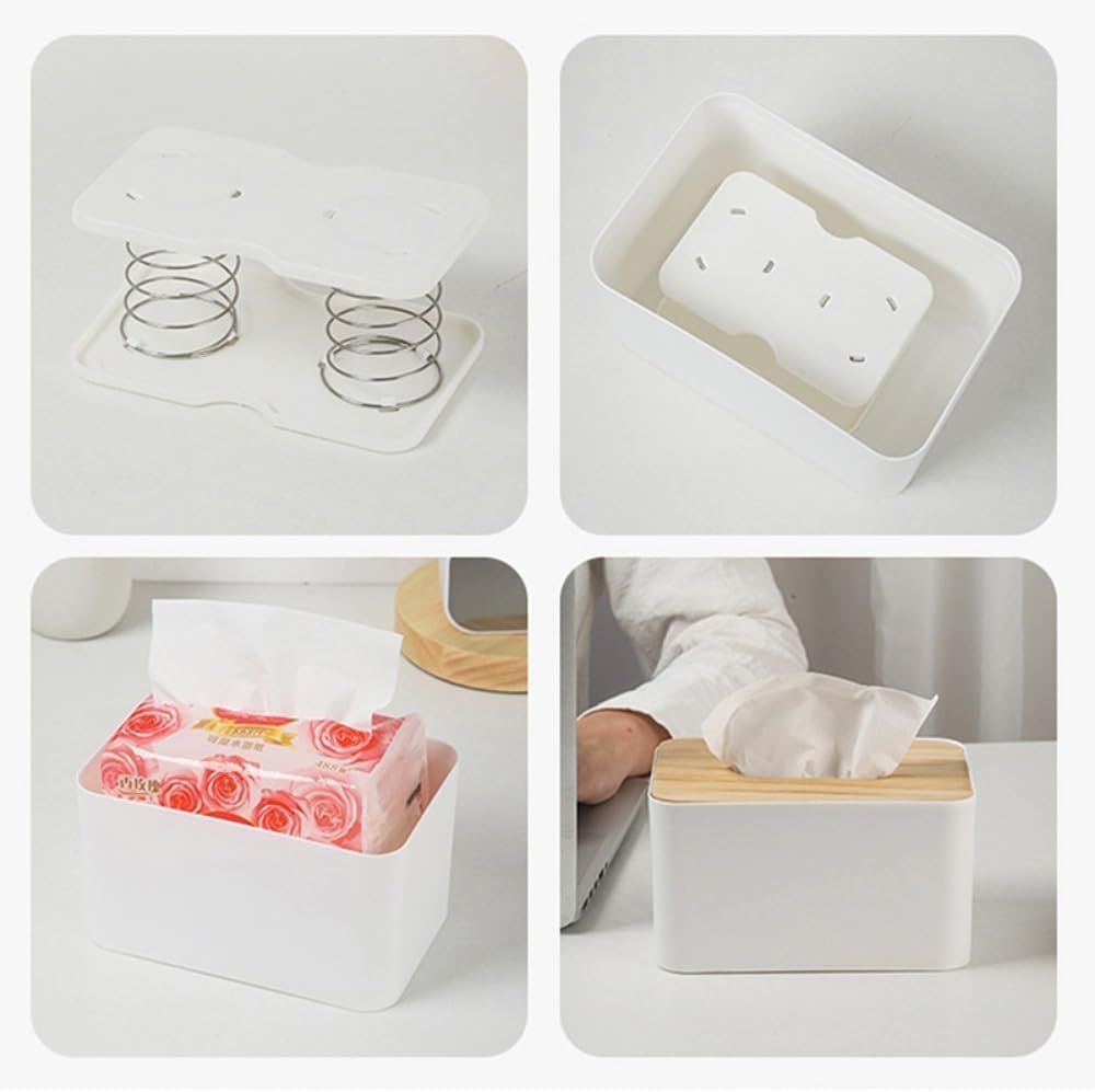 10 pcs Tissue Box Spring - Tissue Holder - Tissue Box Lift - Tissue Box Base Support - Tissue Dispenser - Spring Holder - Napkin Holder - Tissue Storage Box - Bathroom Organizer - Toilet Accessories - Kitchen Gadget - White - 1 Piece