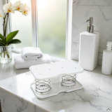 10 pcs Tissue Box Spring - Tissue Holder - Tissue Box Lift - Tissue Box Base Support - Tissue Dispenser - Spring Holder - Napkin Holder - Tissue Storage Box - Bathroom Organizer - Toilet Accessories - Kitchen Gadget - White - 1 Piece - Low Angle