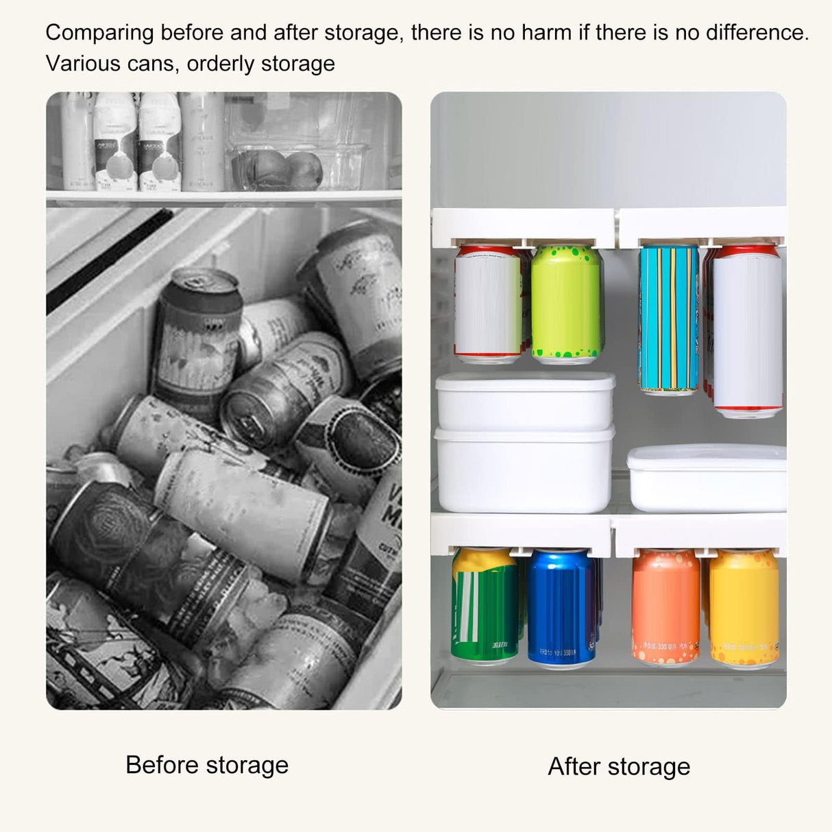 Can Holder Fridge - Fridge Organizer Hanging - Soda Can Rack - Beer Holder - Fridge Storage Rack - Hanging Drawer - Beverage Dispenser - Space Saving - Kitchen Accessories - Bottle Holder - Storage System - White - 1 Piece