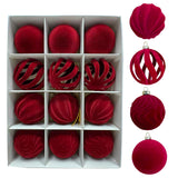 Christmas Ball Set - Velvet Christmas Balls - Unbreakable Christmas Decorations - Velvet Pendants - Christmas Tree Decorations - Luxury Christmas Decorations - Christmas Tree Pendants - Plastic Balls - Atmospheric Decoration - Christmas Ornaments - Dark R
