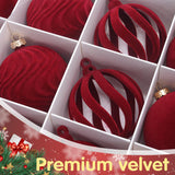 Christmas Ball Set - Velvet Christmas Balls - Unbreakable Christmas Decorations - Velvet Pendants - Christmas Tree Decorations - Luxury Christmas Decorations - Christmas Tree Pendants - Plastic Balls - Atmospheric Decoration - Christmas Ornaments - Dark R