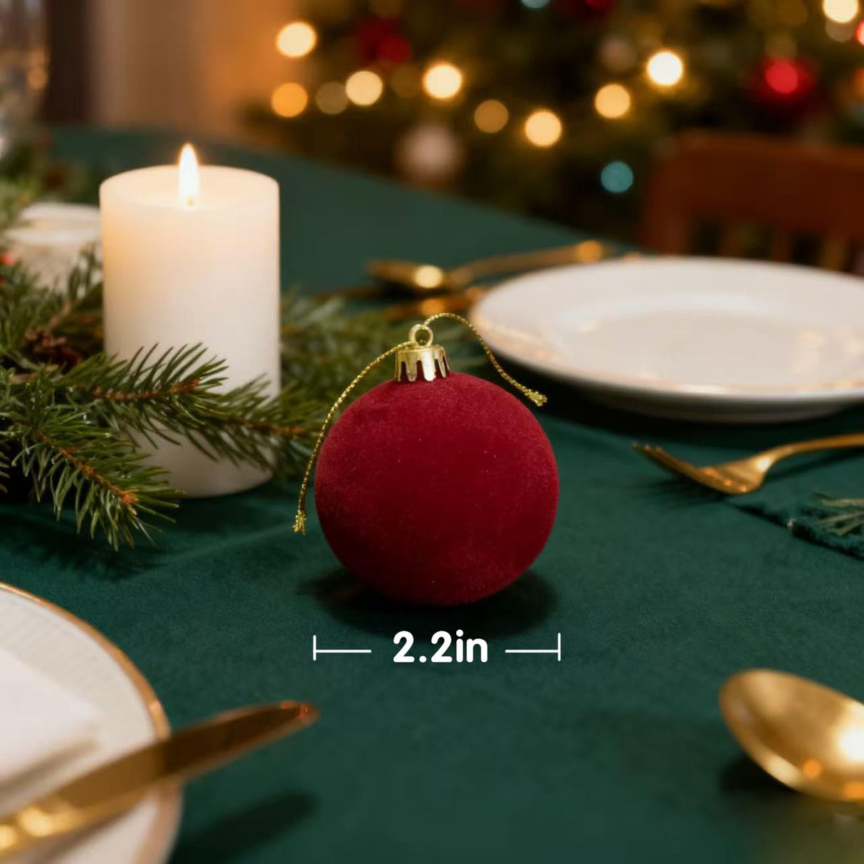 Christmas Ball Set - Velvet Christmas Balls - Unbreakable Christmas Decorations - Velvet Pendants - Christmas Tree Decorations - Luxury Christmas Decorations - Christmas Tree Pendants - Plastic Balls - Atmospheric Decoration - Christmas Ornaments - Dark R