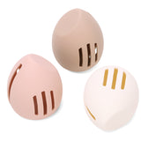 Makeup Sponge Holder - Beauty Sponge Case - Makeup Organizer - Storage Box - Makeup Egg - Travel Box - Cosmetic Accessories - Sponge Box - Gift for Women - Toiletry Bag - Protective Cover - Silicone - Nude Pink and Brown - 3 Pieces - Low Angle