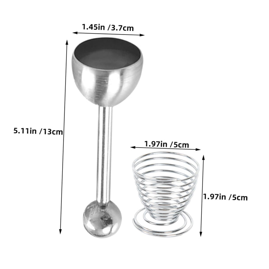 Egg Taper - Egg Cup - Egg Opener - Egg Shell Breaker - Egg Holder - Egg Cracker - Breakfast - Kitchen Utensils - Egg Beater - Kitchen Gadgets - Soft-Boiled Egg - Egg Cracker - Egg Slicer - Dishwasher Safe Stainless Steel - Silver - 2 Piece Set