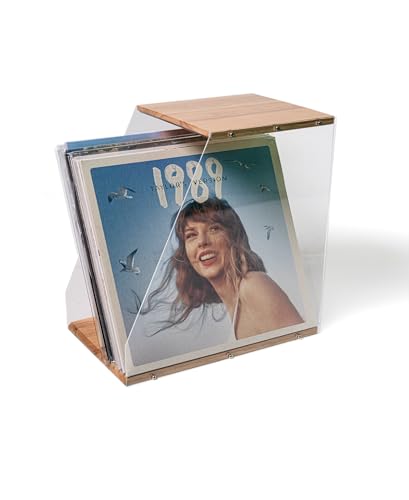 LP vinyl organizer - Desk organizer - Organizer - Storage basket - Storage box - Desk accessories - Display cabinet - Sideboard - Record player organizer - CD organizer - Transparent white - Wood - 1 piece