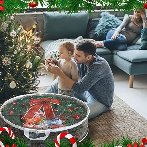 Storage bag - Christmas wreath organizer - Transparent Christmas wreath - Storage box - Christmas tree storage bag - Wreath organizer - Artificial wreath organizer - Organizer - With handle - White - 60 cm - 2 pieces