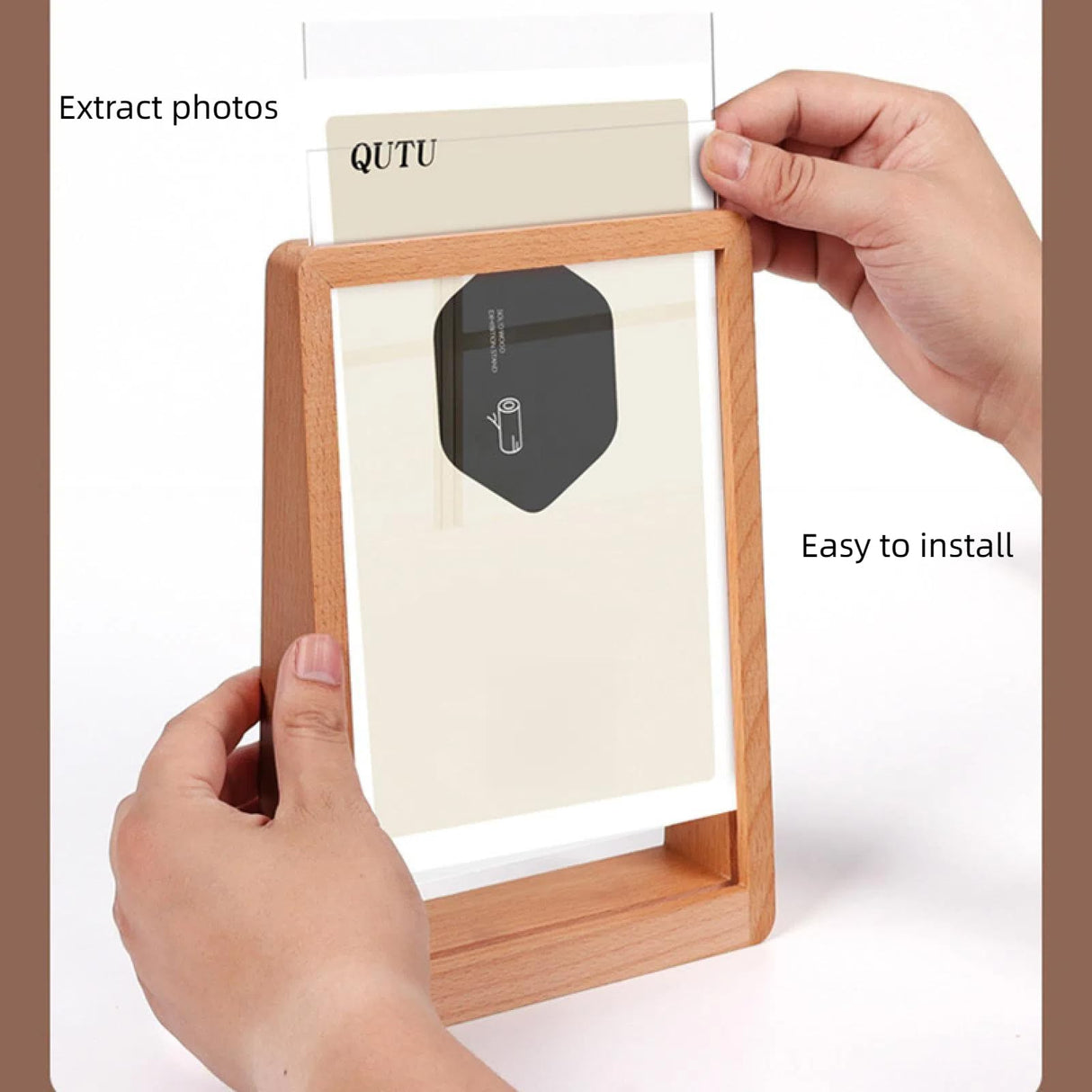 Photo frame - 3D photo frame - Wooden photo frame - Bedroom decoration - Living room decoration - Christmas decoration for indoors - Wooden - Transparent - 2 pieces