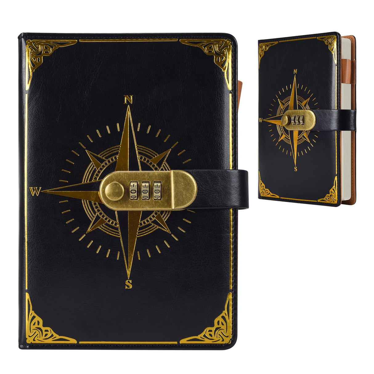Diary - Journal - diary with lock - password book - Notebook - notebook A5 - diary for adults - books - Retro - Creative - Christmas gifts - Christmas gifts for adults - gift for women - gift for men - black
