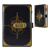 Diary - Journal - diary with lock - password book - Notebook - notebook A5 - diary for adults - books - Retro - Creative - Christmas gifts - Christmas gifts for adults - gift for women - gift for men - black
