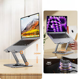 Laptop Stand - Laptop Riser - Desk Accessories - Notebook Stand - Laptop Holder - Office Supplies - Ergonomic Stand - Folding Stand - Laptop Support - Ventilation Stand - Black - 1 piece - Side View