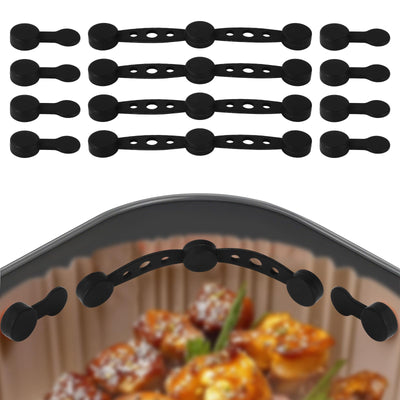 4 Pieces Silicone Air Fryer Paper Holder Clips to Keep Baking Liners in Place, Heat-Resistant Accessories for Round Air Fryers, Black