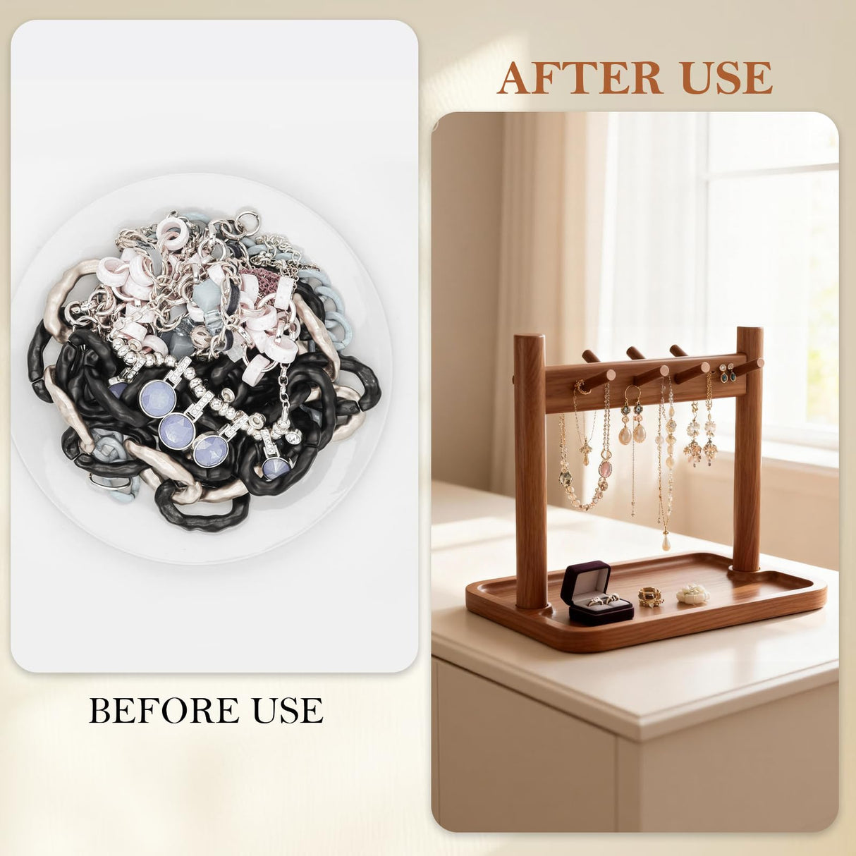 Wooden Key Holder and Entryway Organiser with Tray and Hooks for Keys, Jewellery and Everyday Home Storage, for Home, Travel and Daily Use