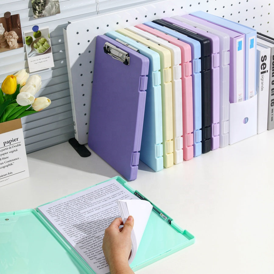 Clipboard A4 - Writing Folder - Foldable Clipboard - Office Accessories - Office Supplies - Nursing - Warehouse - Document Folder - Work Folder - Hospitality - Sturdy Plastic - Privacy Protection - Professional Use - Black - 1 piece