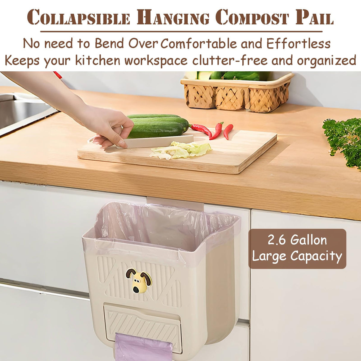 Kitchen Sink Organiser with Sponge Holder and Draining Basket for Scraps, Dishwashing Tools and Tidy Benchtop Storage, 10L, Beige