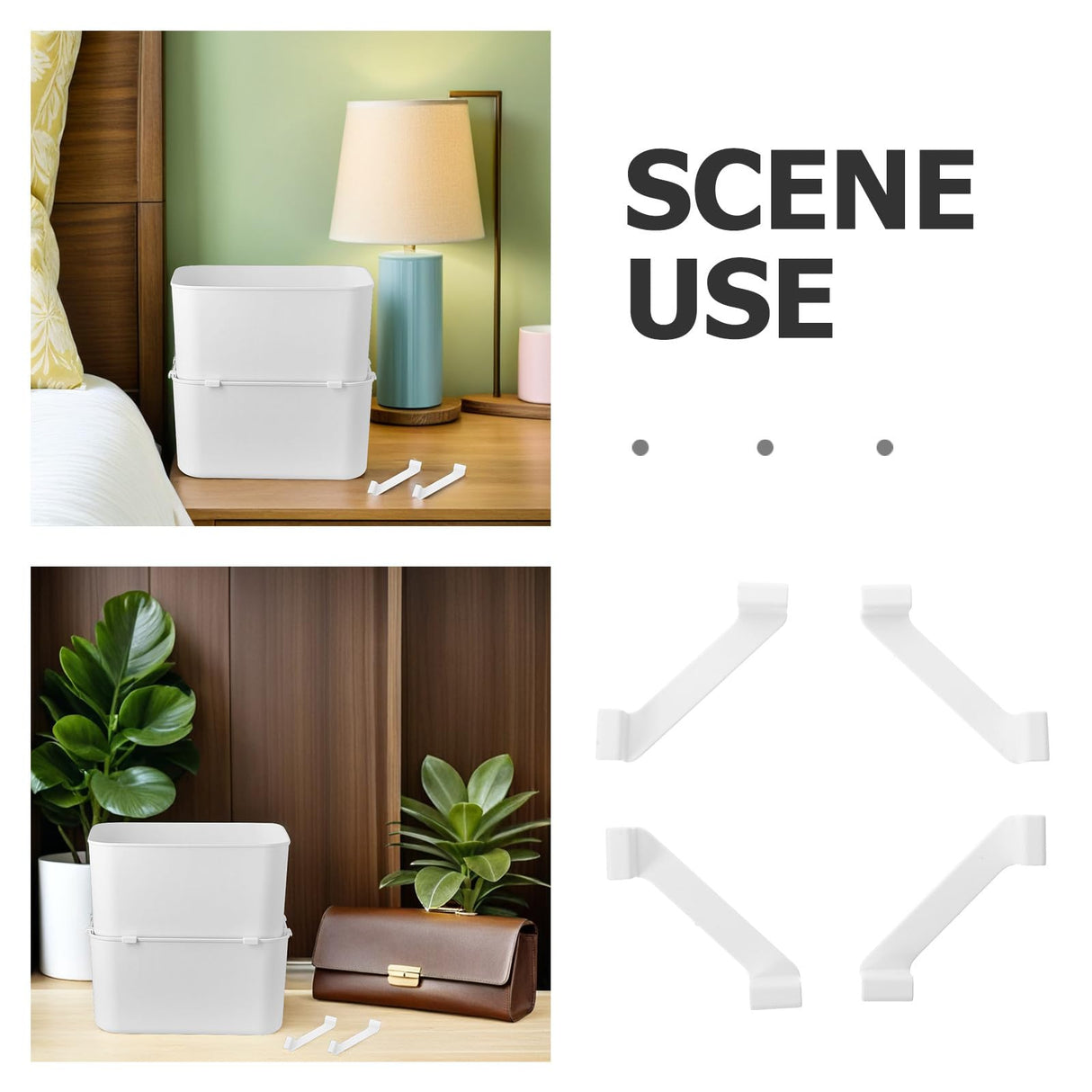 Storage Box Connectors - Stacking Aid - Storage Crate Clips - Wardrobe Organizer - Stacking Bins - Corner Clamps - Storage System - Anti-Slip - Drawer Bins Fastening - Drawer Divider Attachment - White - 20 Pieces