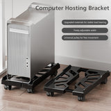 Adjustable PC Tower Stand with Wheels, Mobile CPU Trolley for Desktop Computers, Gaming Setups and Office Floors, Black - Side View