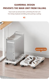 Adjustable PC Tower Stand with Wheels, Mobile CPU Trolley for Desktop Computers, Gaming Setups and Office Floors, Black