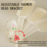 Shower Head Holder - Shower Head Holder - Hand Shower Holder - Bathroom Accessories - Shower Holder - Bathroom Organizer - Hanging System - Wall Bracket - Shower Head Mount - With Hooks - Tulip Design - Self-Adhesive Without Drilling - Beige With Pink - 1 - Top-Down View