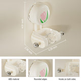 Shower Head Holder - Shower Head Holder - Hand Shower Holder - Bathroom Accessories - Shower Holder - Bathroom Organizer - Hanging System - Wall Bracket - Shower Head Mount - With Hooks - Tulip Design - Self-Adhesive Without Drilling - Beige With Pink - 1 - Rear View