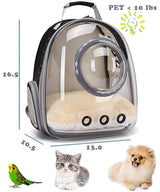 Cat Backpack - Cat Travel Basket - Cat Carrier - Small Dog Backpack - Transparent Pet Backpack - Cat Transport Box - Dog Travel Bag - Breathable Cat Basket - Backpack with Window - Pet Supplies - Hiking Backpack - Black - 1 Piece - Front View