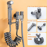 Bidet Sprayer - Hand Shower Toilet - Shattaf - WC Shower - Toilet Sprayer - Hand Bidet - Bidet Faucet - Intimate Hygiene - Stainless Steel - Bathroom Accessories - Complete Set with Hose - Including Adapter 1/2 to 3/8 - Gray - 1 Piece - Side View