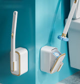 Toilet Brush Set - Toilet Brush with Holder - Cleaning Brush - Disposable Brush Heads - Refillable Toilet Brush - Sanitary Tool - Flexible Toilet Brush - Sponge Brush - Toilet Set - Bathroom Fittings - Including Refills - Household - White - 1 Piece - Side View