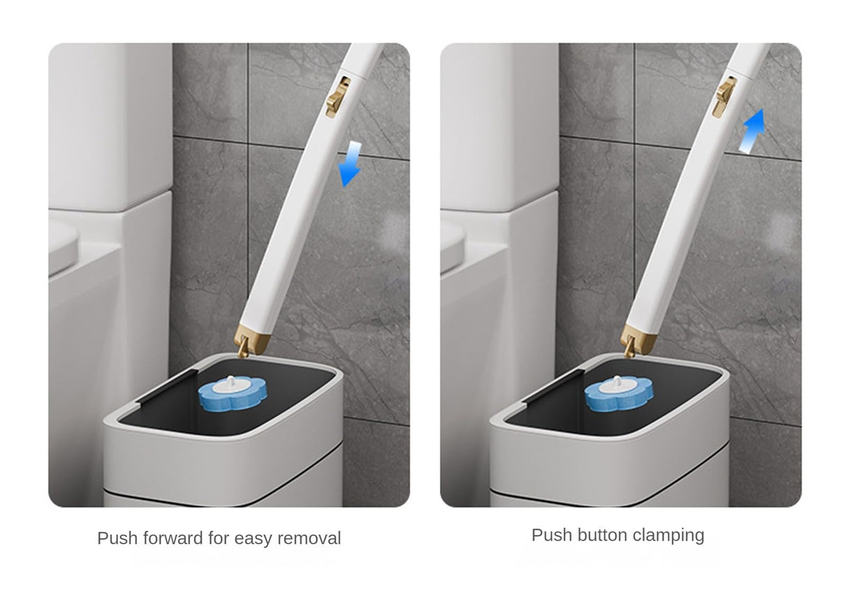 Toilet Brush Set - Toilet Brush with Holder - Cleaning Brush - Disposable Brush Heads - Refillable Toilet Brush - Sanitary Tool - Flexible Toilet Brush - Sponge Brush - Toilet Set - Bathroom Fittings - Including Refills - Household - White - 1 Piece