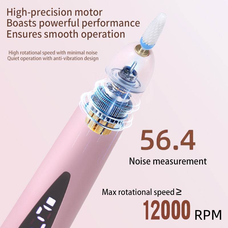 Nail drill - Electric nail file - Manicure set - Pedicure set - Nail care - Gel polish removal - Artificial nail filing - Nail polishing - Acrylic nails - Cordless - Rechargeable - With LCD screen - Nail styling - White - 1 Piece