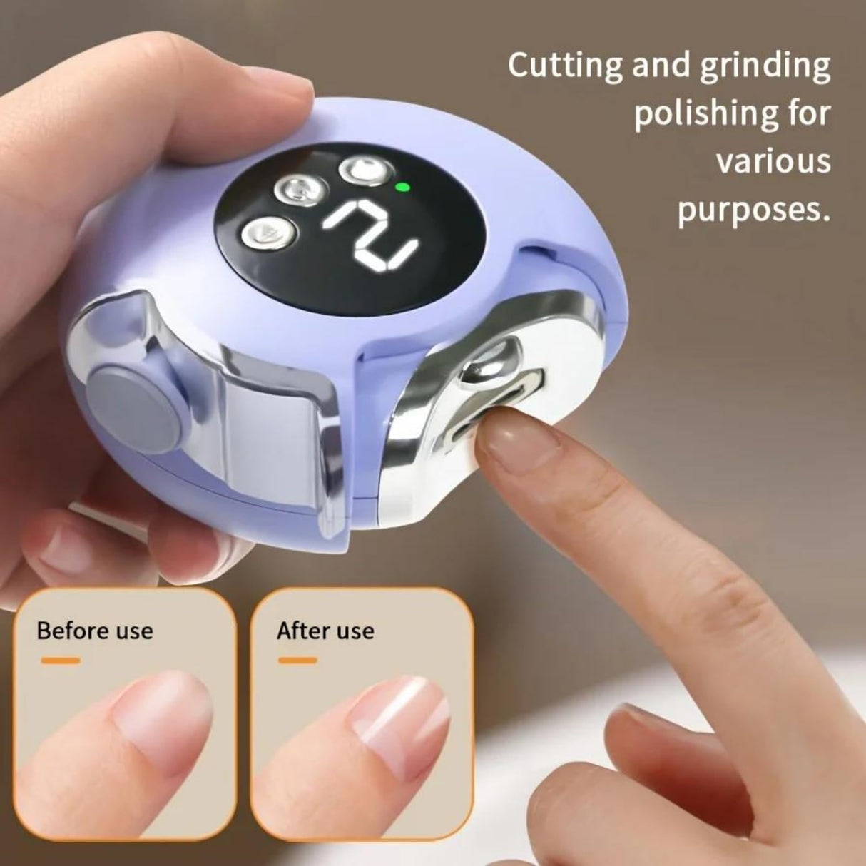 Electric nail clipper - Automatic nail trimmer - Manicure set - Nail care - Electric nail file - Rechargeable - With LCD screen - Nail scissors - Hand care - Nail polishing - Cordless - Nail styling - White - 1 Piece