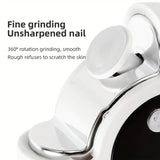 Electric nail clipper - Automatic nail trimmer - Manicure set - Nail care - Electric nail file - Rechargeable - With LCD screen - Nail scissors - Hand care - Nail polishing - Cordless - Nail styling - White - 1 Piece - 45-Degree Angle