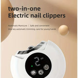 Electric nail clipper - Automatic nail trimmer - Manicure set - Nail care - Electric nail file - Rechargeable - With LCD screen - Nail scissors - Hand care - Nail polishing - Cordless - Nail styling - White - 1 Piece - Rear View