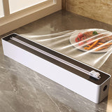 Foil Cutter - Cling Film Dispenser - Aluminum Foil Holder - Foil Cutter with Suction Cups - Kitchen Drawer Organizer - Anti-Slip Mount - Kitchen Roll Holder - Wrapping Paper Cutter - Refillable Foil Holder - Kitchen Gadgets - White - 1 Piece - Front View