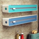Foil Cutter - Cling Film Dispenser - Aluminum Foil Holder - Foil Cutter with Suction Cups - Kitchen Drawer Organizer - Anti-Slip Mount - Kitchen Roll Holder - Wrapping Paper Cutter - Refillable Foil Holder - Kitchen Gadgets - White - 1 Piece - Top-Down View