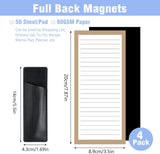 Magnetic Notepad Fridge - Grocery List - Memo Pad - To Do List - Writing Pad - Notebook - Magnetic Lists - Memo Pads - Weekly Planner - Desk Accessories - Neutral Colors - 4 Pieces - Front View