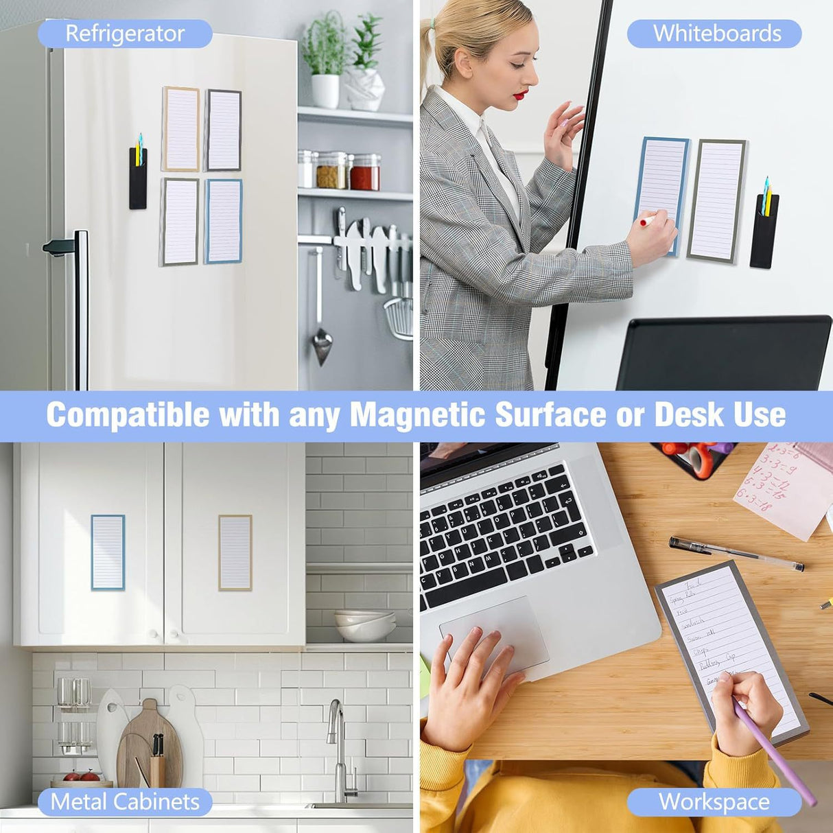 Magnetic Notepad Fridge - Grocery List - Memo Pad - To Do List - Writing Pad - Notebook - Magnetic Lists - Memo Pads - Weekly Planner - Desk Accessories - Neutral Colors - 4 Pieces