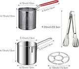Deep Fryer - Mini Deep Fryer - Stainless Steel Oil Pan - Tempura Pan - Cooking Pan with Frying Basket - French Frying Pan - Induction and Gas - Frying Pan - Deep Fryer with Lid - Kitchen Accessories - Frying Set - Pans - Oil Filter - Sauté Pan - Silver -