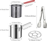 Deep Fryer - Mini Deep Fryer - Stainless Steel Oil Pan - Tempura Pan - Cooking Pan with Frying Basket - French Frying Pan - Induction and Gas - Frying Pan - Deep Fryer with Lid - Kitchen Accessories - Frying Set - Pans - Oil Filter - Sauté Pan - Silver - - Front View