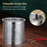 Deep Fryer - Mini Deep Fryer - Stainless Steel Oil Pan - Tempura Pan - Cooking Pan with Frying Basket - French Frying Pan - Induction and Gas - Frying Pan - Deep Fryer with Lid - Kitchen Accessories - Frying Set - Pans - Oil Filter - Sauté Pan - Silver - - Rear View