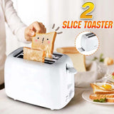 Toaster - Toaster - Toaster 2 Slices - Electric Toaster - Toasting Appliance - Kitchen Appliance - Kitchen Utensils - Bread Toaster - Kitchen Utensils - Household Appliances - Breakfast Appliance - White Toaster - White - 1 Piece - Side View