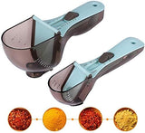 Measuring spoons - Measuring scoops - Adjustable measuring scoop - Measuring cup - Kitchen utensils - Baking utensils - Kitchen accessories - Teaspoon - Tablespoon - Coffee scoop - Dosing - Measuring - Baking utensils - Measuring spoon set - Blue - 3 piec - Rear View