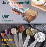 Measuring spoons - Measuring scoops - Adjustable measuring scoop - Measuring cup - Kitchen utensils - Baking utensils - Kitchen accessories - Teaspoon - Tablespoon - Coffee scoop - Dosing - Measuring - Baking utensils - Measuring spoon set - Blue - 3 piec - Low Angle